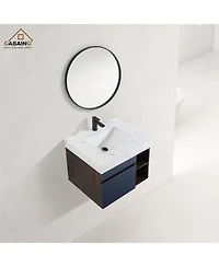 Casainc 30-Inch Wall-Mounted Bathroom Vanity with Quartz Countertop and Double Topmount Sinks