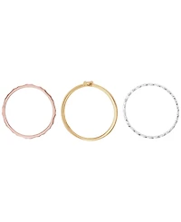 Macy's 3-Piece Cubic Zirconia Ring Set (0.12 ct. t.w.) in Tri Tone Sterling Silver