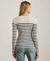 Lauren Ralph Women's Striped Cotton Long-Sleeve Tee