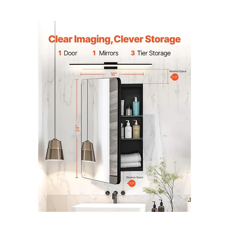 Slickblue Wall-Mounted Medicine Cabinet with Mirror and Adjustable Shelves for Bathroom Storage