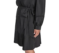 Eliza J Plus Pleated Short Shirtdress