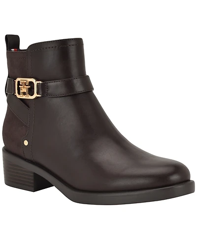 Tommy Hilfiger Women's Ivaide Logo Strap Block Heel Booties