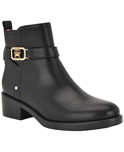 Tommy Hilfiger Women's Ivaide Logo Strap Block Heel Booties