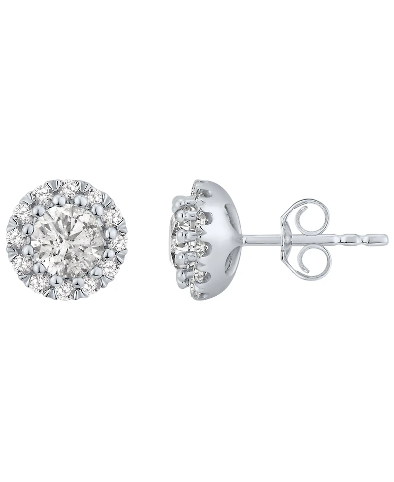 Diamond Halo Stud Earrings (1 ct. t.w.) in 14K White Gold