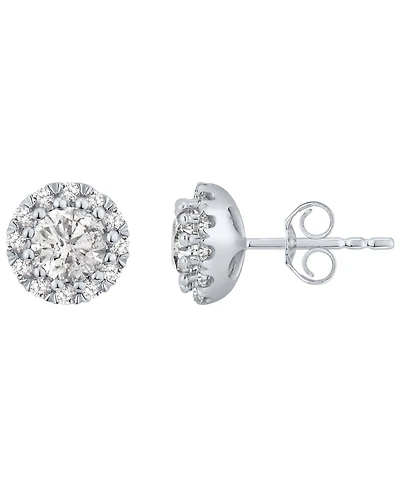 Diamond Halo Stud Earrings (1 ct. t.w.) in 14K White Gold