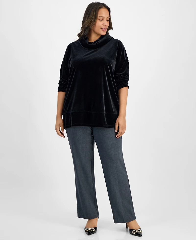 Jones New York Plus Size Velour Cowl-Neck Top