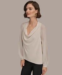 Donna Karan New York Women's Long Sleeve Mix Media Top