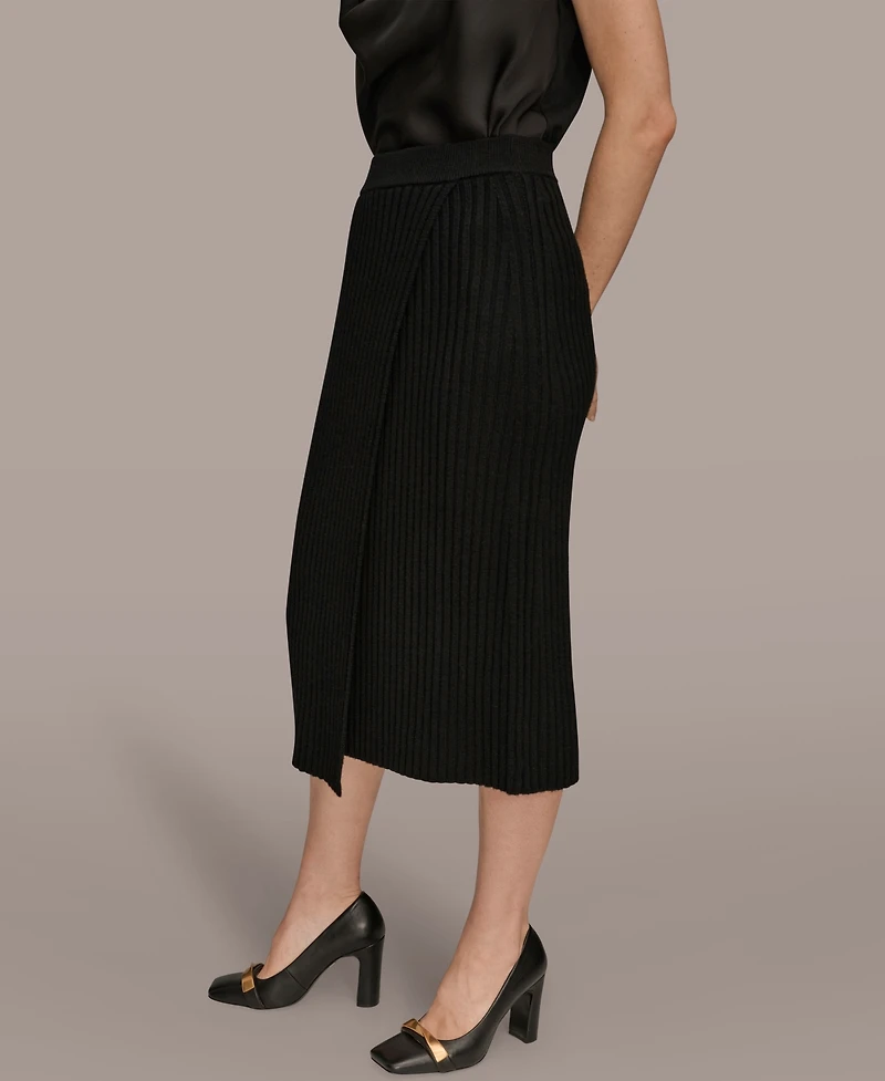 Donna Karan New York Women's Rib Knit Wrap Midi Skirt