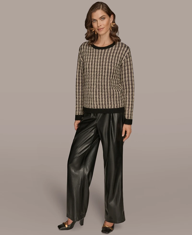 Donna Karan New York Women's Long Sleeve Two-Tone Sweater