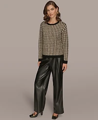 Donna Karan New York Women's Long Sleeve Two-Tone Sweater
