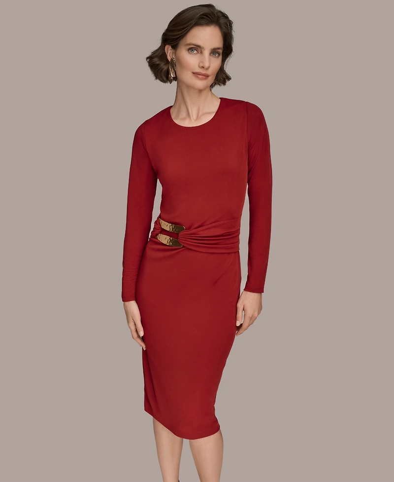 Donna Karan New York Women's Long Sleeve Wrap Dress