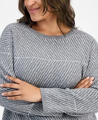 Jones New York Plus Metallic Stripe Crewneck Sweater