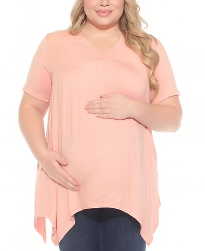 White Mark Plus Shirred Maternity Top