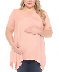 White Mark Plus Shirred Maternity Top