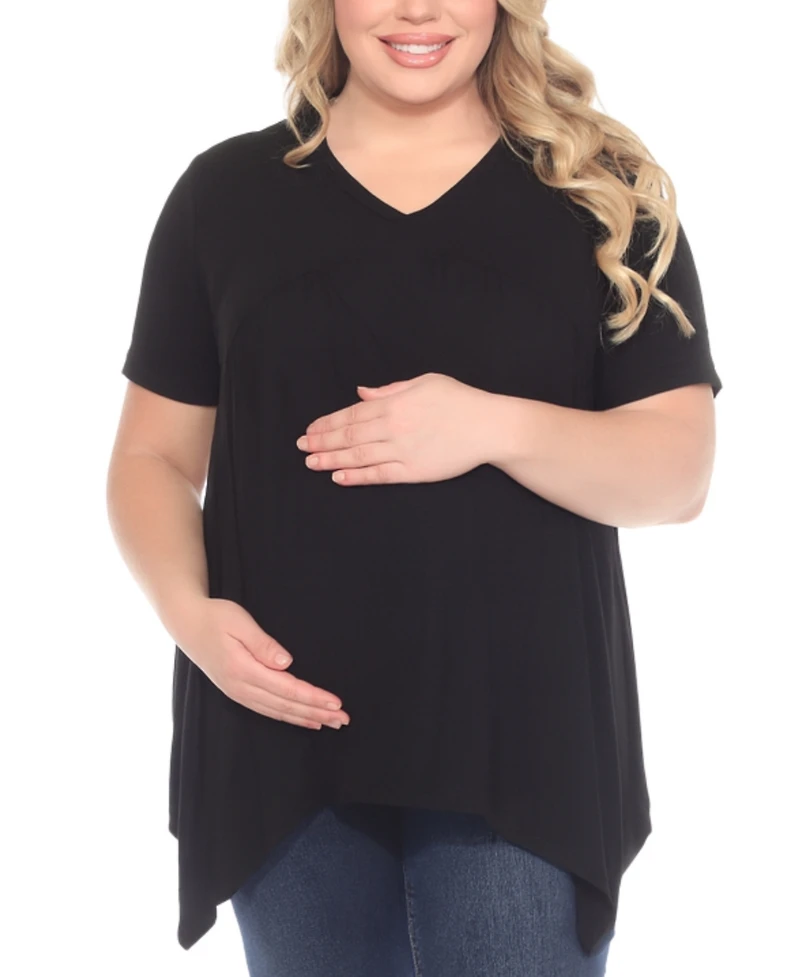 White Mark Plus Shirred Maternity Top