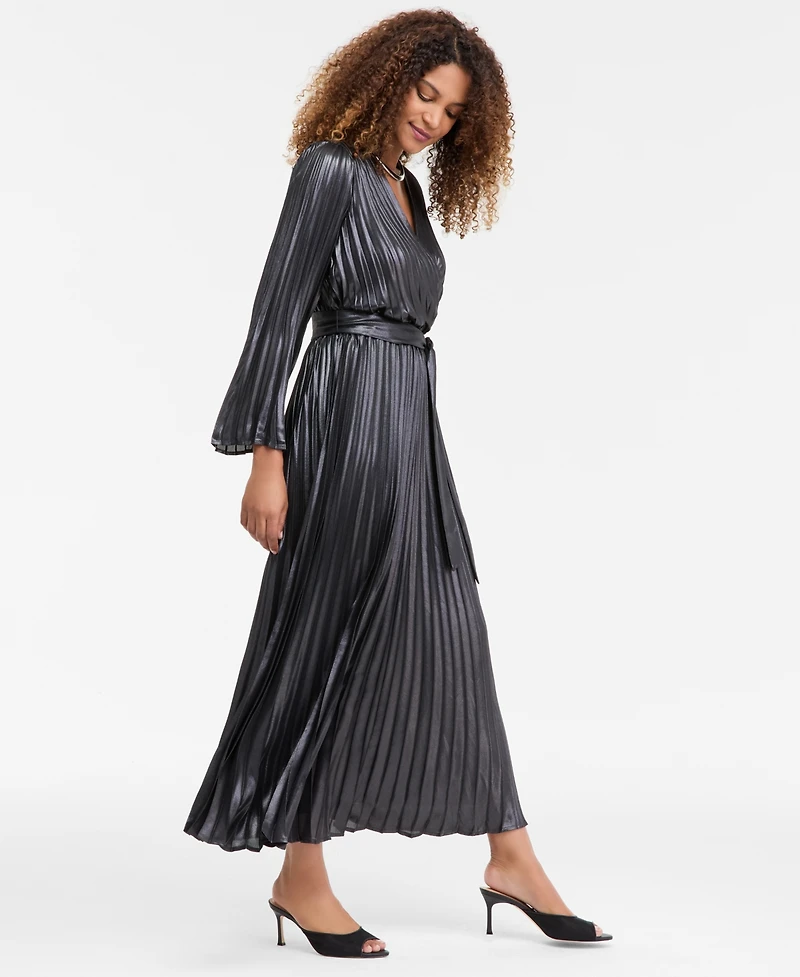 I.n.c. International Concepts Women's Pleated Metallic Maxi Dress, Macy's Exclusive