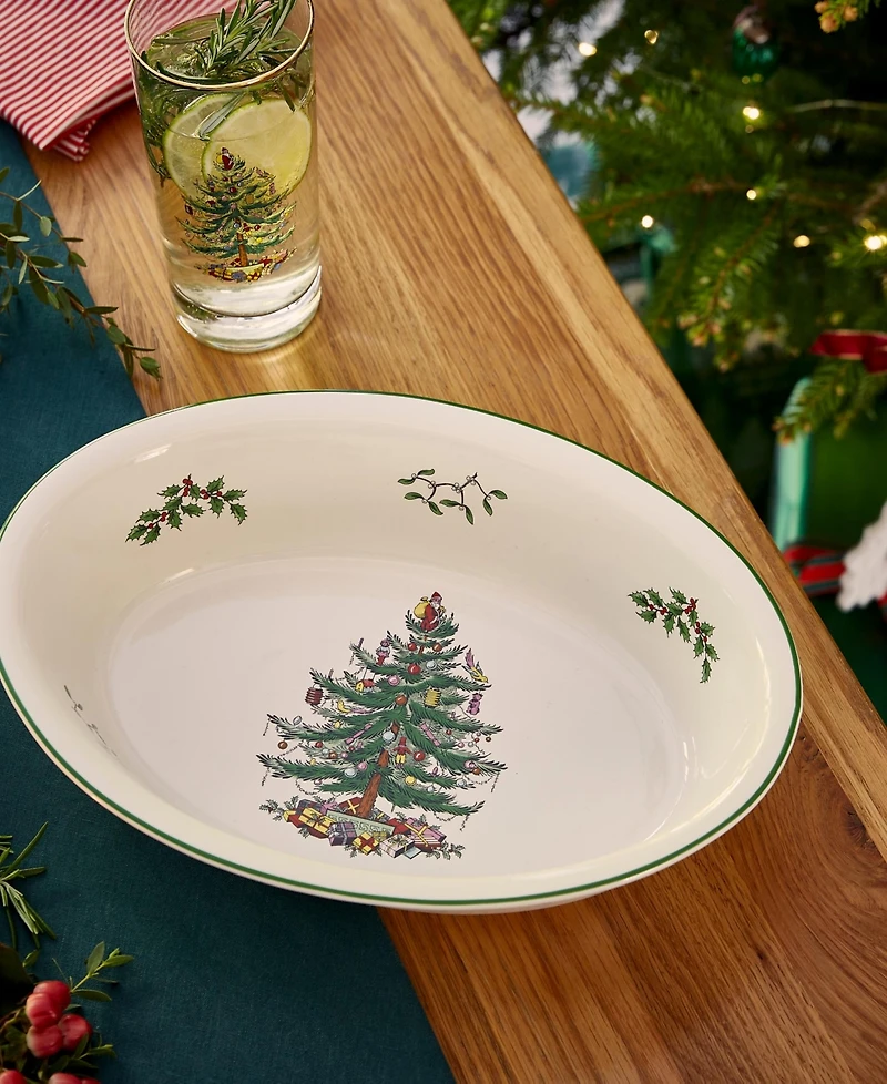 Spode Christmas Tree Oval Rim Dish