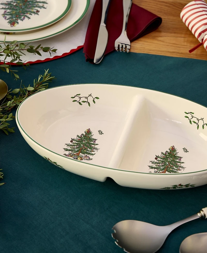 Spode Christmas Tree Traditional Tree Large Divided Server