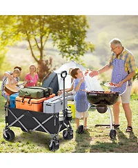 Heavy-Duty 600 lbs Folding Collapsible Wagon Cart with Wide Shock-Absorbing Wheels