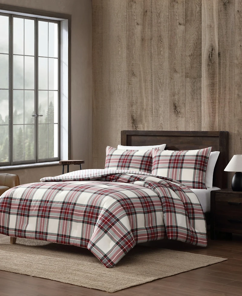 Eddie Bauer Serenity Plaid Printed Flannel -Pc. Comforter Set
