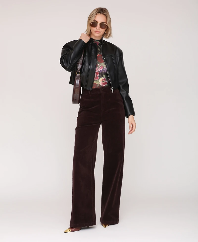 Avec Les Filles Women's Wide Shoulder Cropped Jacket