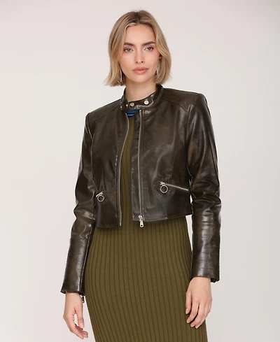 Avec Les Filles Women's Cropped Moto Jacket