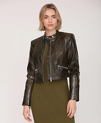 Avec Les Filles Women's Cropped Moto Jacket