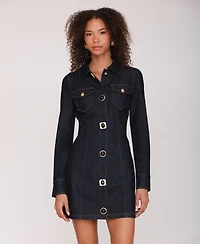 Avec Les Filles Women's Collared Mini Shirt Dress