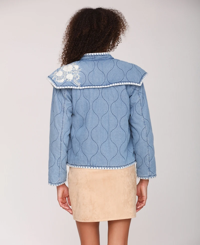 Avec Les Filles Women's Shoulder Flang Quilted Jacket