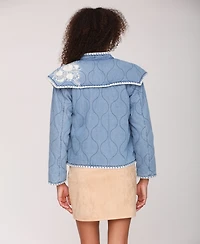 Avec Les Filles Women's Shoulder Flang Quilted Jacket