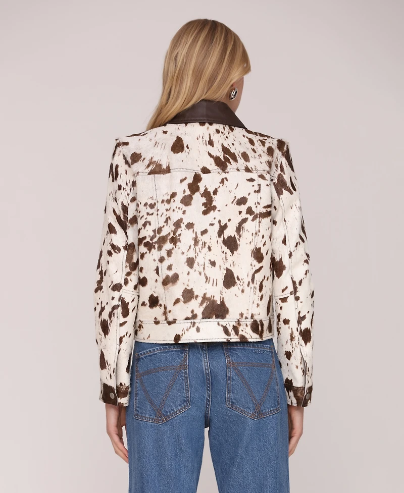 Avec Les Filles Women's Printed Trucker Long Sleeve Jacket