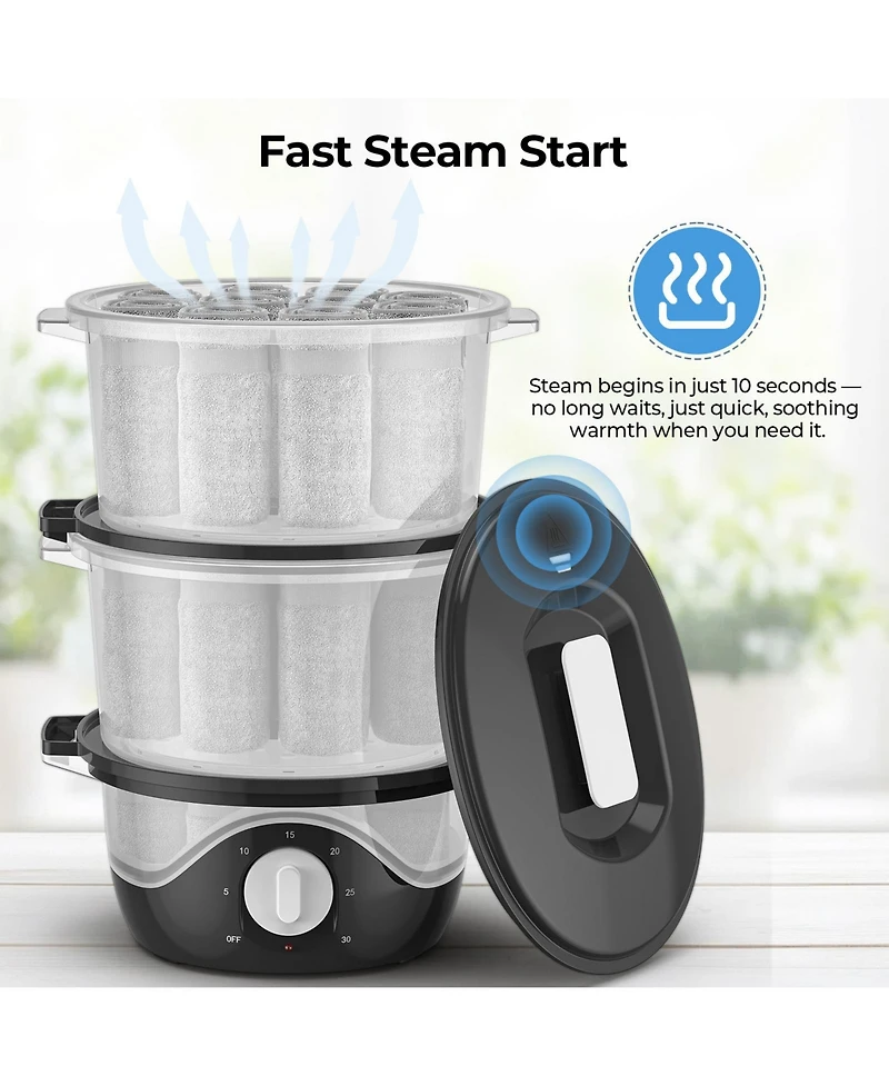 Sugift Large Capacity Hot Towel Warmer Towel Steamer with 2-Layer Baskets, 60-Min Timer, Auto Shut-Off