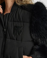 Dkny Women's Cropped Bomber Long Sleeve Jacket