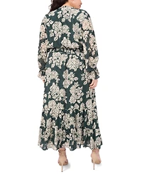 Vince Camuto Plus Smocked Waist Tiered Ruffle Maxi Dress