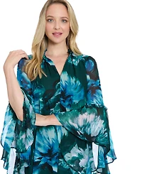 London Times Petite V-Neck Printed Mini Dress