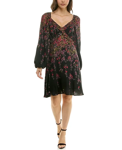 Taylor Petite V-Neck Fit and Flare Dress