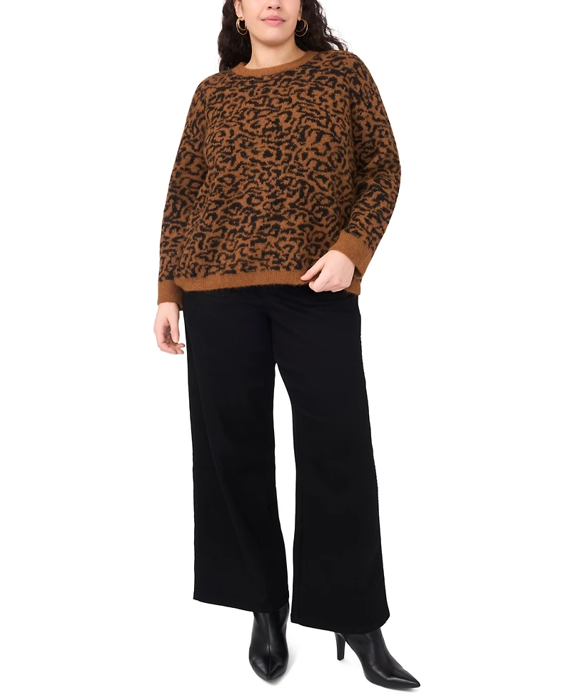 Vince Camuto Plus Leopard Print Pull-On Sweater