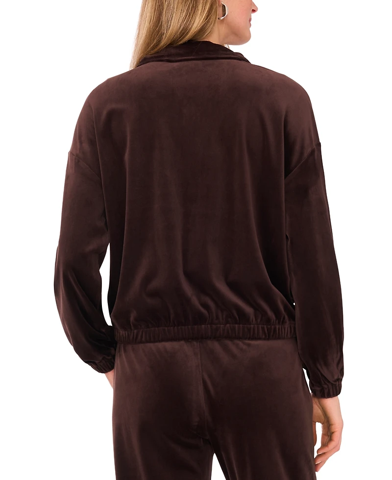 Vince Camuto Women's Zip Up Mock Neck Velour Jacket