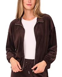 Vince Camuto Women's Zip Up Mock Neck Velour Jacket
