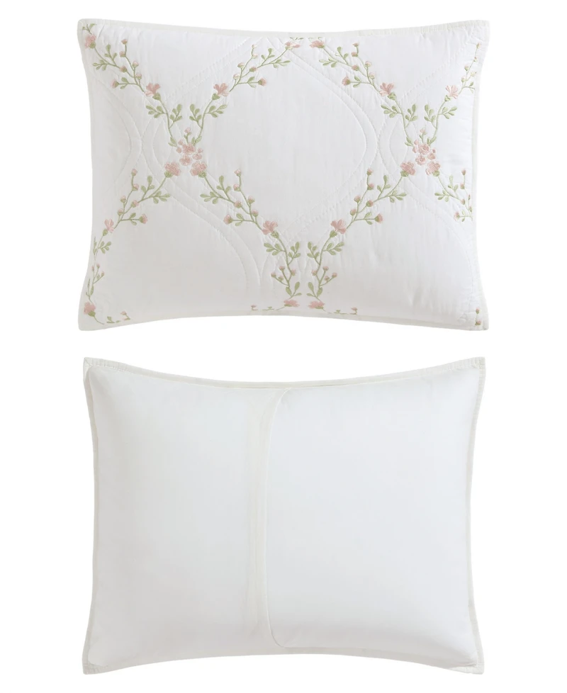Laura Ashley Floral Embroidery Cotton 3-Pc. Quilt Set, Full/Queen
