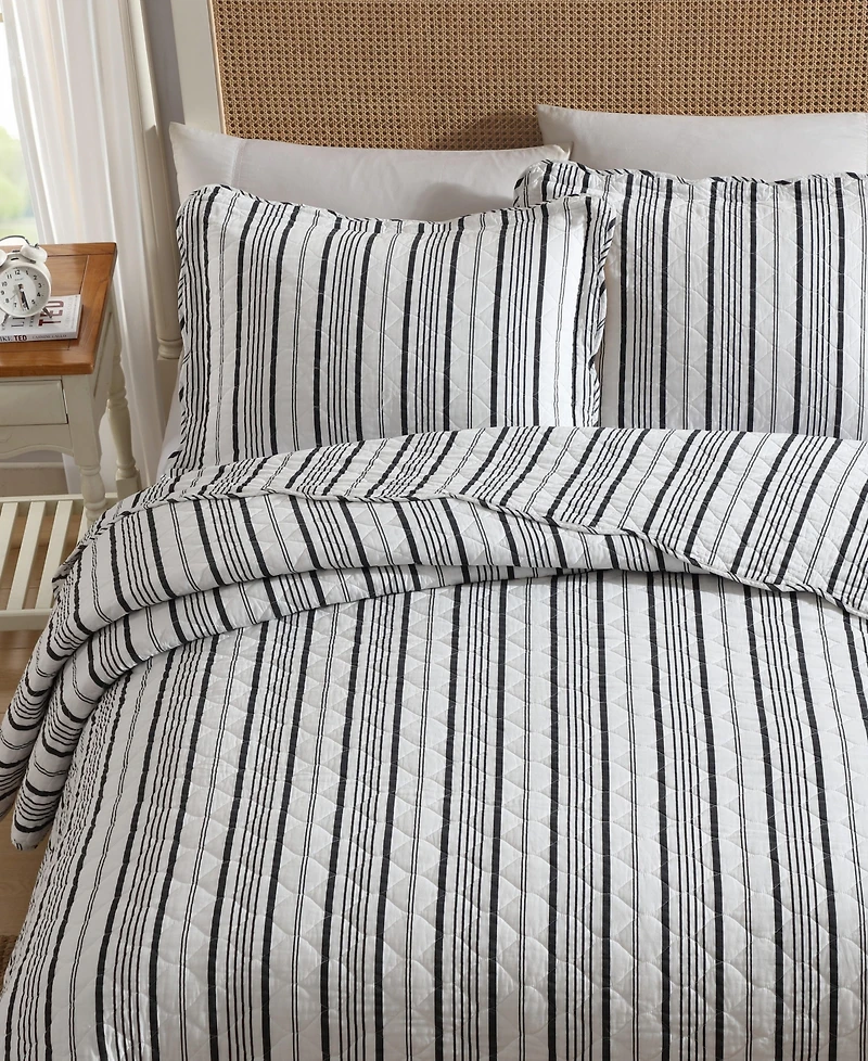 Laura Ashley Stripe Perfection Cotton -Pc. Quilt Set