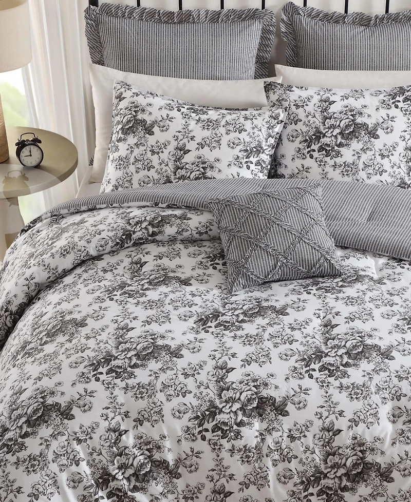 Laura Ashley Toile Delight Cotton 7-Pc. Comforter Bonus Set