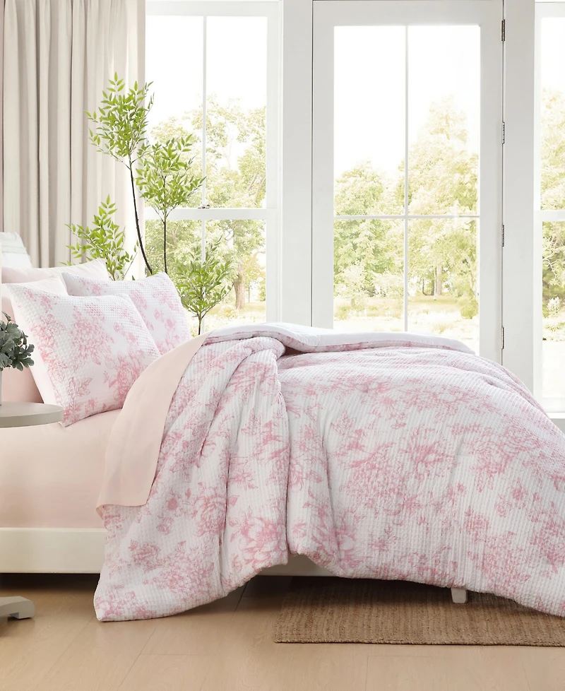 Laura Ashley Delphine Poly Waffle 3-Pc. Comforter Set