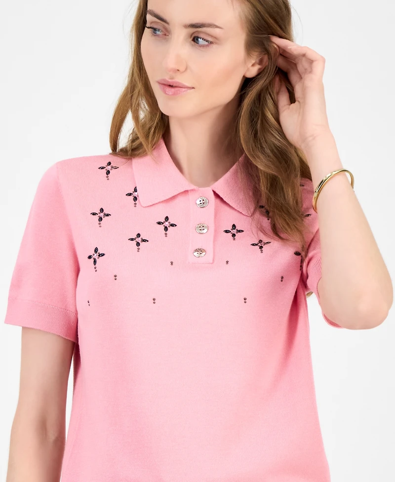 Tommy Hilfiger Women's Embellished Polo Sweater