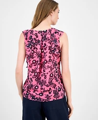 Tommy Hilfiger Women's Floral Ruffled Tie-Neck Top