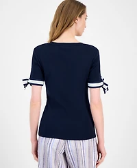 Tommy Hilfiger Women's Cotton Tie-Sleeve T-Shirt