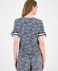 Tommy Hilfiger Women's Floral Tie-Sleeve T-Shirt