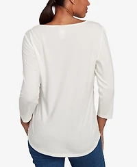 Ruby Rd. Petite Snowflake Script Knit Top