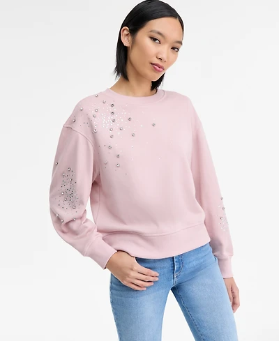 I.n.c. International Concepts Women's Embellished French Terry Sweatshirt, Macy's Exclusive