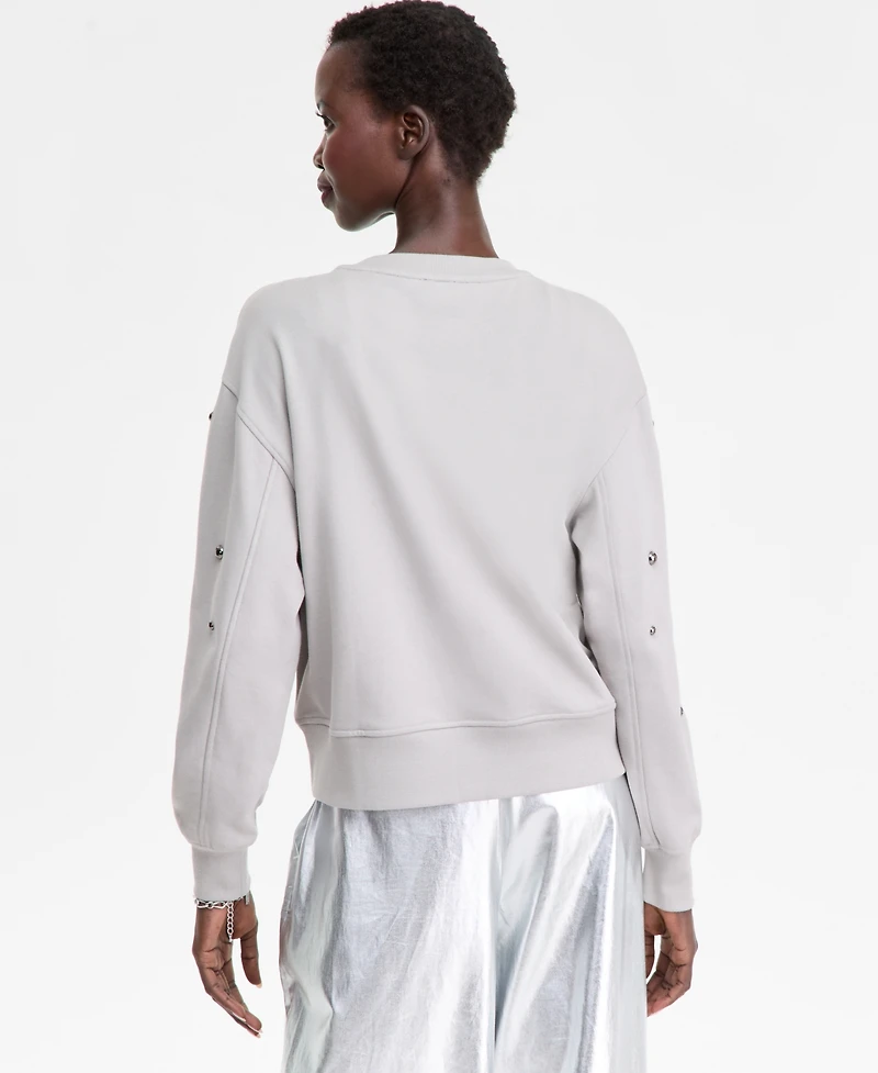 I.n.c. International Concepts Women's Studded French Terry Sweatshirt, Macy's Exclusive